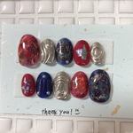 No.02…ネイビーレッド　ニュアンスネイル