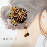 【オーダー対応商品】つまみ細工 大きめ髪飾り(ブローチ) 赤系