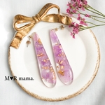 大ぶり❥❥❥ドライフラワー𓂃 𖥧𖤣. 𖡼  しずく ピアス / イヤリング / 樹脂ノンホールピアス
