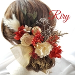 送料無料★ゴージャス♡赤白金♡成人式 結婚式 卒業式 和装 髪飾り 