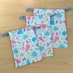 サイズが選べます【コップ袋】水色プリンセスw15×20cmマチ付き w15×25cm w20×25cm  歯ブラシコップ袋 巾着袋