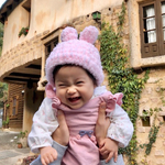 うさぎさん帽子🐰💓モコモコ可愛く、しっかり防寒可能🐰❣️ベビー　ニット帽　マンスリーフォト