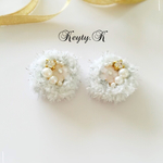 ニットピアス☆ミルキーピンクフラワー