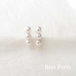 2pcs ピアスパーツ 3連パール