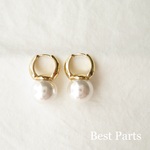 2pcs フープピアス パール