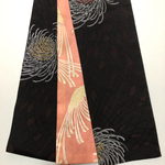 半幅帯  織刺繍  菊柄　アンティーク　リバーシブル