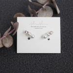 小ぶり☆シンプルパール×ビジューピアス／イヤリング☆ノンホールピアス