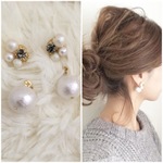 キャッチパールのビジューピアス