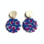 biscuit dangle ＜purple leopard＞ パープルのレオパードピアス/イヤリング(アレルギー対応)
