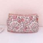 NEW リバティC&S「フェリシテ」（あずきミルク系）優しい手ざわりのタックポーチ　ふんわりポーチ　タナローン