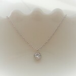 【Haru】ダイヤカット　キュービックジルコニア　ネックレス◆ラウンド　４mm　シルバー■本ロジウム【アレルギー対応】