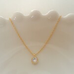 【Haru】ダイヤカット　キュービックジルコニア　ネックレス◆ラウンド　4mm　ゴールド■K16GP【アレルギー対応】