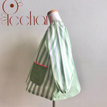 ライトオリーブストライプ・バイカラー長袖スモック