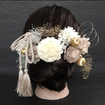 【再販】和装 成人式　卒業式 結婚式 髪飾り　紫陽花　ヘッドドレス　シャンパン系　和玉　袴　タッセル　振り袖