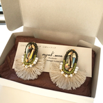 Dragonfly 〈green〉（piace or earring）ビーズ刺繍 フリンジ ピアス