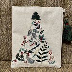 クリスマス刺繍のぺたんこポーチ
