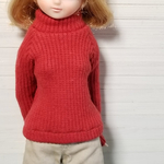リブニット・ハイネックトップス(リカちゃんブライスの洋服)赤
