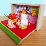 ちりめん細工　新年お迎えお正月飾り　コンパクト　箱ごとお飾り＊箱に収納