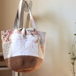 秋冬*フランスアンティーク*ウールかごバッグ*手刺繍モノグラム*ティツキングリネン3