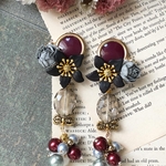 wine red  button   pierce /earring