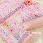 ファンシー シェル☆ピンク・フリル レッスンバッグ 3点セット☆入園グッズ・入学グッズ 女の子 お着替え袋 上履き入れ オーダー