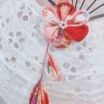 うさぎ花冠♡つまみ細工和風耳飾り♡桜レッド