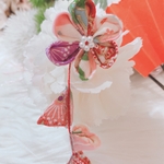 うさぎ花冠♡ミニつまみ細工和風耳飾り♡桜ピンク