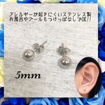 【両耳用】アレルギー対応　ステンレス製シャカ玉ボールピアス　シルバー　5mm
