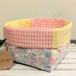 送料無料♪【小物入れ】布バスケット 花柄 #27 リバティ  バスケット 生地 布 ベッツィー ベッツィ 宇宙系 ユニコーン  ピンク パープル