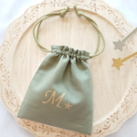 イニシャル巾着袋☆ナチュラルコットン×ふわふわガーゼ