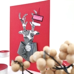 飾るカード【オシャレなトナカイさんシリーズ - Fashionable Reindeer #13 】/ クリスマスカード・Holiday card