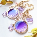 NEW💜華が舞う懐中時計キーホルダー