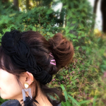 コーデュロイ　幅9cm ブラック　三つ編みヘアバンド  大人