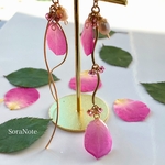 再販＊ローズ×Rose《淡水パールとバラの花びら》ピアス/イヤリング＊シルキーピンク＊ドライフラワー
