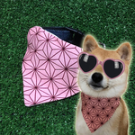 M.Lサイズ ★麻の葉模様★ ピンク 中型犬 大型犬 犬用 バンダナ 