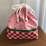 麻の葉×市松模様柄　お弁当袋