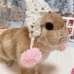 うさぎ☆るんるんニット帽☆限定ホワイトピンク☆