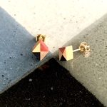 寄木のピアス 【diamond 】 <pnk×yel×gry×blk>