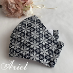 ★新作★ 大人の雪の結晶マスク　刺繍レースマスク　ダークネイビー