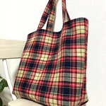 冬のチェック柄トートバッグ