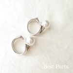 2pcs フープパールピアス マットシルバー