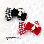 【 犬用　バレッタ 】 おしゃれ　トップノットペット　ペット用　ヘアアクセサリー　リボン　バレッタ　♡AquaMana♡