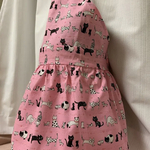 猫ちゃん大集合の子ども用エプロン　三角巾付き　ピンク　保育園　幼稚園　こども園　クッキング　キッズエプロン　お家時間