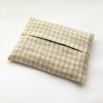 リバーシブル ★ポケットティッシュケース リネン ベージュチェック×キナリ