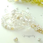 *SALE**snowcrystal**　雪の結晶コイルブレスレット　3way☆水晶angelwing　ミルキークォーツ&クリスタルオーラ