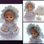 メルちゃんサイズ　パープル　お花柄　垂れ耳ボンネットコーデ5点セット　ソランちゃんサイズ　コルネちゃんサイズ　ゴスロリ ロリータ 　服