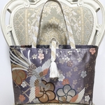 隠しカバー　正絹　鳳凰　紫帯　リメイク  ハンドメイド　トートバッグ　235