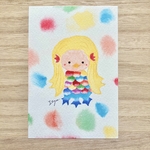 🌈透明水彩画「七色のアマビエ様」イラストポストカード２枚セット  アマビエ　疫病退散　虹　メッセージカード🌈