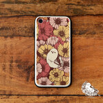iPhone8 iPhoneXs iPhoneXR iPhone11Pro iPhoneX ケース 強化ガラス スマホケース ボタニカル 花 エナガ 鳥 春 ポピーにシマエナガ/b-cre8ive