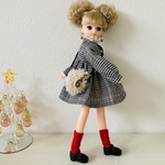 リカちゃん 4点セット クリスマス　グレンチェックのハイウエストワンピコーデ